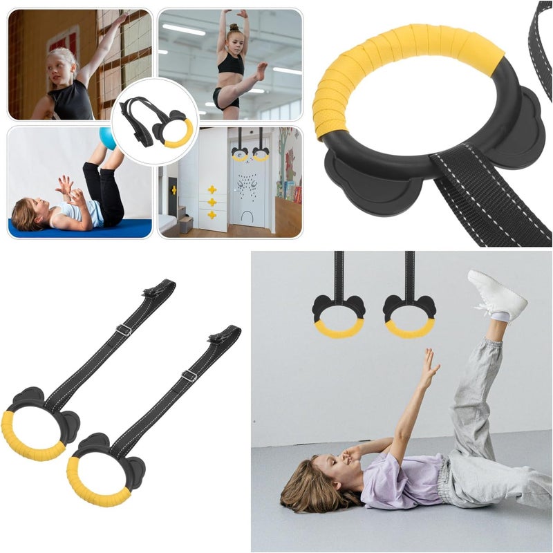 SquEqu Kids Gymnastic Rings with Adjustable Straps Pull up Olympic Rings for Kid‘s Pull Up Bar Doorway Chin up Bar Strength Training Climbing Dome Outdoor Jungle Gym Hanging Stretching Height Increase - Image 3